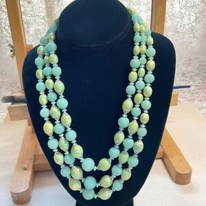 Vintage Hong Kong 3-Strand Seafoam Green Sugar Bead Necklace – Cocktail Whimsy